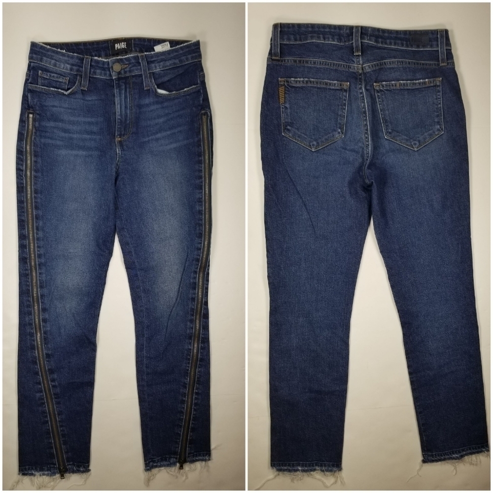 Paige Jacqueline Raw Hem Straight Side Zips Jean's